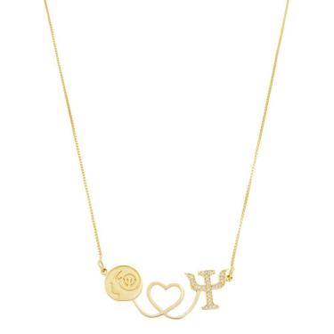 Imagem de Gargantilha Profissão Psicologia (psicóloga) Banhado A Ouro