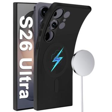 Imagem de Croazhi Capa magnética para Samsung Galaxy S26 Ultra, adequada para Mag-Safe, capa de telefone fina de silicone macio ao toque, capa protetora com forro de microfibra de borracha de gel para Galaxy