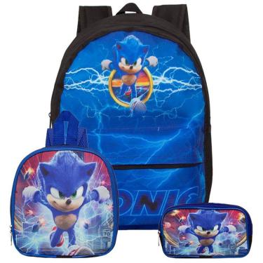 Imagem de Mochila Com Lancheira Infantil Masculina Azul Sonic Filme