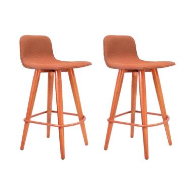 Imagem de Kit 2 Banquetas Baixas Linea Aço Cobre para Cozinha Ilha Gourmet Conjunto Casa - Terracota Assento