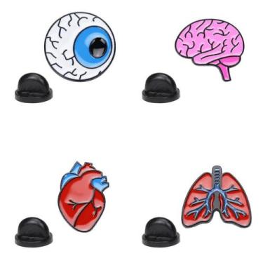 Imagem de Conjunto de pinos de broche: órgão humano, coração, cérebro, olho, pul