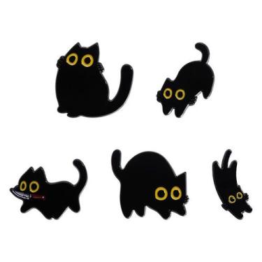 Imagem de Conjunto de broches Cartoon Black Cat Creative Kitty Lapel Pin - yiwei