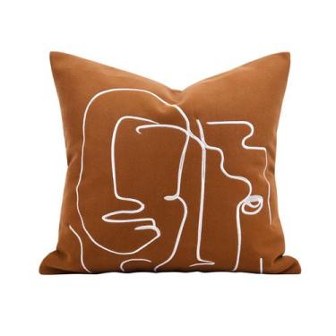 Imagem de Capa de travesseiro Modern Abstract Line Art Brown 45x45cm - yiweisai