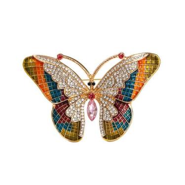 Imagem de Broche: borboleta elegante com strass, liga de esmalte - yiweisai