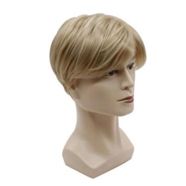 Imagem de Peruca de cosplay curta loira para homens com franja lateral, Natu - y