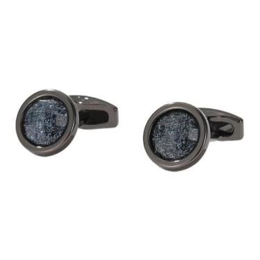 Imagem de Abotoaduras Ele Gunmetal cinza redondas com padrão estrelado para home