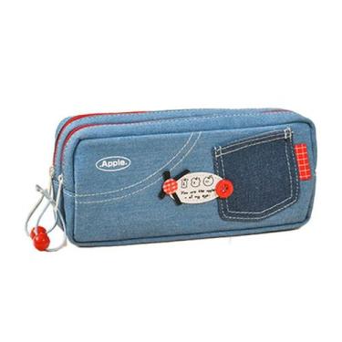 Imagem de Estojo de lápis jeans de grande capacidade com zíper duplo de 21 cm - 