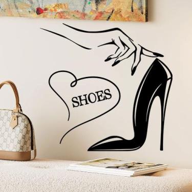 Imagem de Adesivos de parede Fashion High Heel Shoes Line Art PVC 29,5 x 29,5 cm