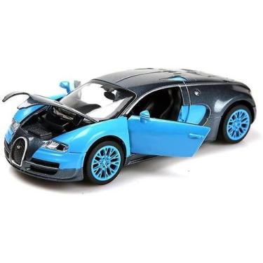 Imagem de Carro fundido sob pressão Bugatti Veyron modelo em escala 1:32 cor azu