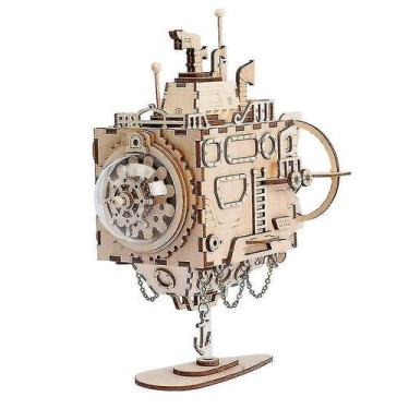 Imagem de Caixa de música Venalisa Steampunk DIY modelo giratório de madeira - G