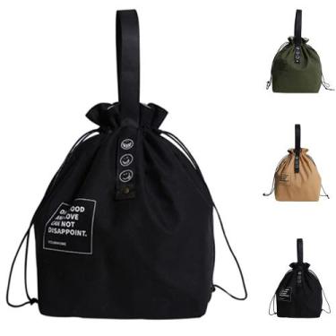 Imagem de Lancheira Vikuces de lona com cordão isolada 30x21x15cm