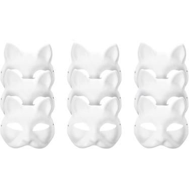 Imagem de Mask MASINIES Máscaras de gato em branco para pintar uma festa de Hall