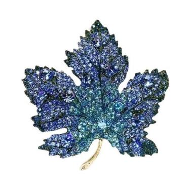 Imagem de Broche de Cristal em Formato de Folha de Bordo Vermelho - Jóia de Fest