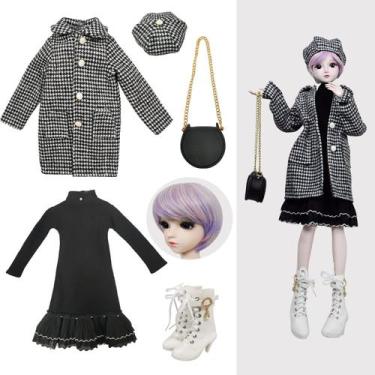 Imagem de Conjunto de roupas Proudoll 1/3 BJD Doll feito à mão em preto e branco