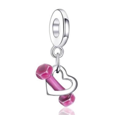 Imagem de Charm Dumbbell Heart Dangle em prata esterlina 925 para mulheres - Ann
