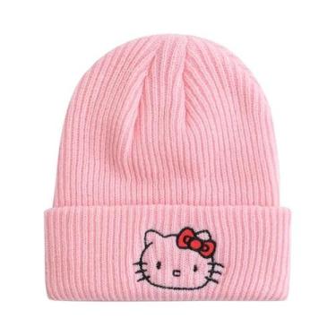 Imagem de Gorro De Inverno Tricotado Feminino Com Estampa Da Hello Kitty, Cinnam