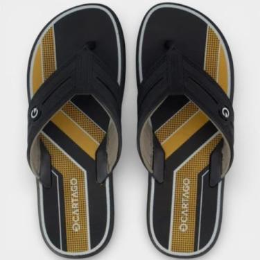 Imagem de Chinelo Cartago Palermo II Masculino - Preto e Amarelo - 40, 40