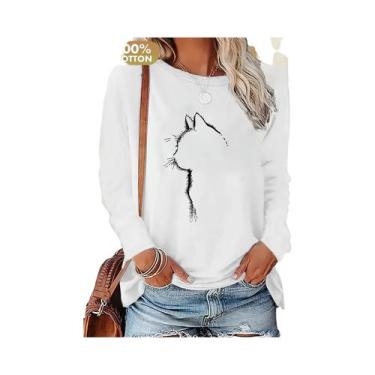 Imagem de Camiseta Feminina Solta E Confortável De Algodão, Primavera Outono, Es