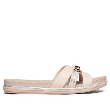 Imagem de Chinelo Slide Feminino Mississipi Flatform Glitter Bege-Feminino