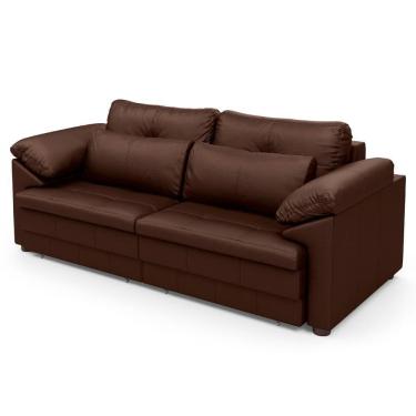 Imagem de Sofá Retrátil 3 Lugares Para Sala 250cm Dijon Couro Caramelo S07 - Mpozenato