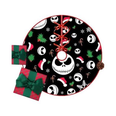 Imagem de Saia Para Árvore De Natal Com Estampa De Caveira, Gorro De Papai Noel,