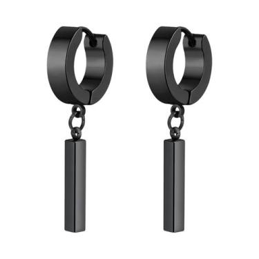 Imagem de Brincos Masculinos Punk Geométricos De Argola Huggie Hipoalergênicos D