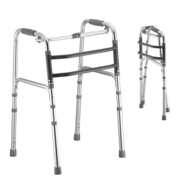 Imagem de Andador Idoso Ortopédico Dobrável Articulado Alumínio Adulto 3 Barras 