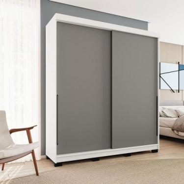 Imagem de Guarda-Roupa Casal Madri 2 Portas 2 Gavetas Cinza/Branco - Politorno, 