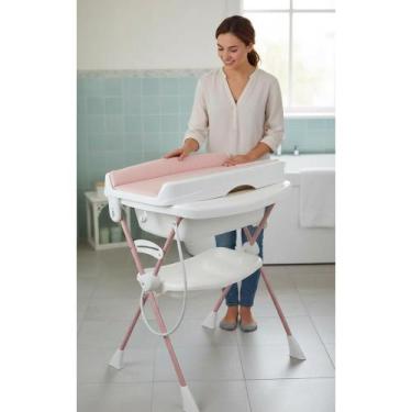 Imagem de Banheira Bebê com Trocador Rosa Madder Conforto Segurança - Congratula