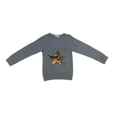 Imagem de Blusa Juvenil Menina Estrela Paetê - Mily, Cinza, 12