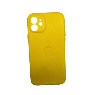 Imagem de Capa couro para IPhone 12 cores sólidas - Maria Gazoza , Amarelo