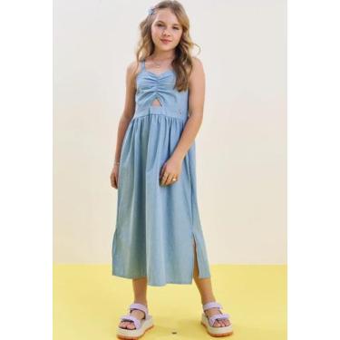 Imagem de Vestido Longo Alça Menina Juvenil Vic Vicky, 14, Jeans