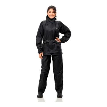 Imagem de Capa De Chuva Pantaneiro Nylon Luxo Forro Gola Feminino, Preto, P