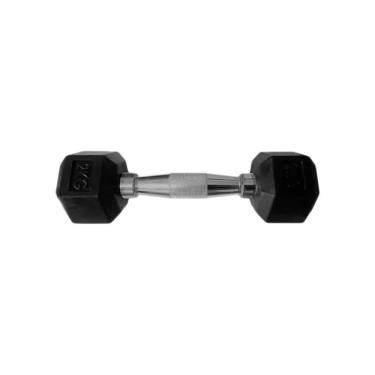 Imagem de Halter Sextavado Injetado com Pegada Cromada 2,0kg Ferro Fundido para Musculação Anilhas Fitness