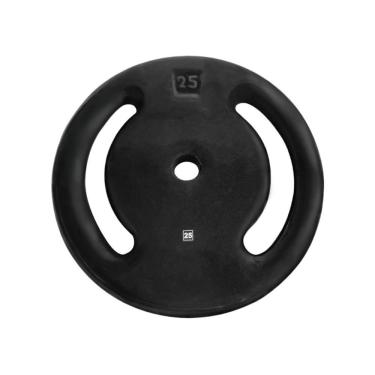 Imagem de Anilha de Musculação Ferro Fundido Emborrachada com Alça Lateral 25kg Preto Academia Anilhas Fitness
