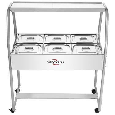 Imagem de Buffet de Salada Infantil SPL511IF 6 Cubas Aço Inox com Gelo-X e Rodízios Giratórios Spolu
