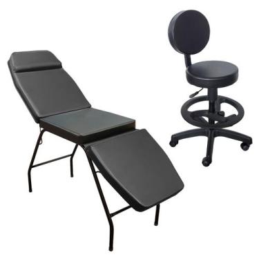 Imagem de Kit Profissional Estética Clínica Maca 3 Posições Mocho com encosto e 