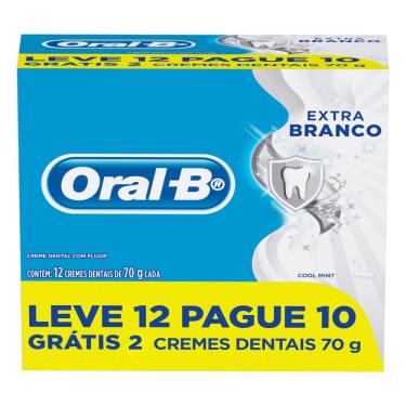 Imagem de Pack Creme Dental Cool Mint Oral-B Extra Branco Caixa 70g Cada Leve 12 Pague 10 Unidades Oral-B