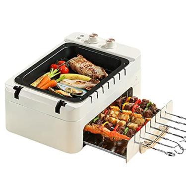 Imagem de 3 em 1 máquina elétrica para churrasco Kebab Grill, 220v 1000W Rotação automática sem fumaça Grill compacto e portátil antiaderente