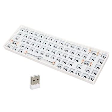 Imagem de ciciglow Teclado mecânico DIY, 65% 64 teclas sem fio 2,4 G e BT 5.0 teclado para jogos Hot Swappable 3pin/5pin Switch kit de teclado personalizado (branco)