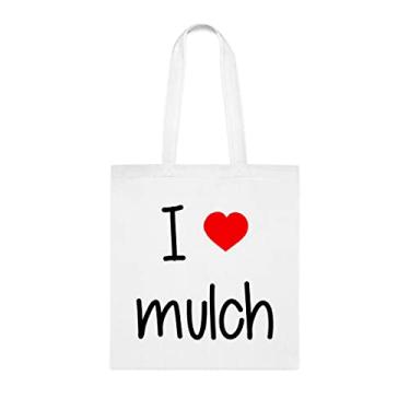 Imagem de Sacola Mulch, Sacola I Love Mulch, Presente de Mulch, Bolsa de Ombro Mulch, Bolsas Reutilizáveis de Mulch, Cesta de Aniversário de Natal, Branco