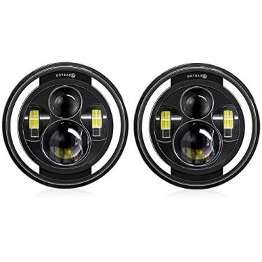 Imagem de Homesen 2 peças 7 polegadas carro motocicleta farol LED com DRL/sinalizador/farol baixo/feixe alto 7'' farol redondo 6000K 100W IP67 à prova d'água