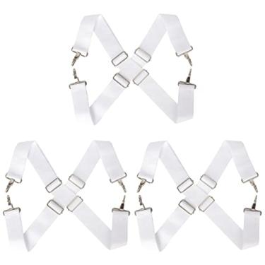 Imagem de 3 Pecas Correias De Caixa Cinto De Bateria Cinto De Cinto De Alça De Tambor Militar Estilingue De Tambor Cinta De Caixa De Marcha Grande Tambor A Cruz Nylon Branco