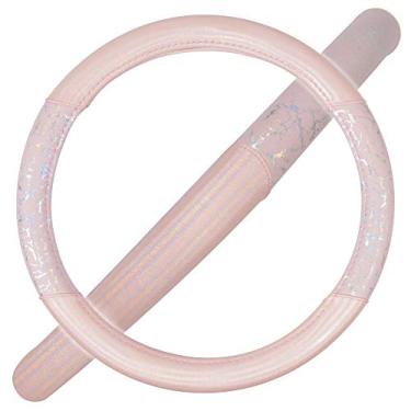 Imagem de BDK Capa para volante brilhante acabamento brilhante ajuste universal 36,8 a 39,3 cm (glitter brilhante - rosa rachado) (SW-608-PK)