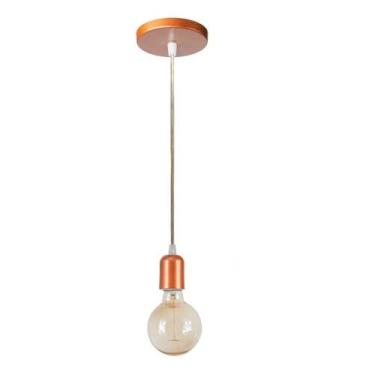 Imagem de Luminaria Pendente Retro Simples Cabo liso Rose Gold Cobre