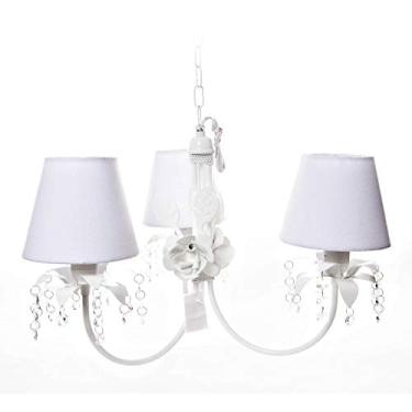Imagem de Potinho de Mel Lustre com 3 Lâmpadas Primavera Cristais 2 Flores, Quarto Bebê Infantil