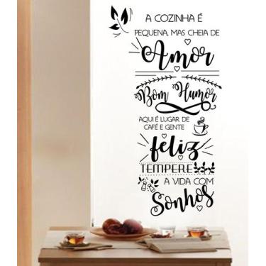 Imagem de Adesivo Decorativo De Parede Frase A Cozinha Com Amor E Bom Humor E Fe