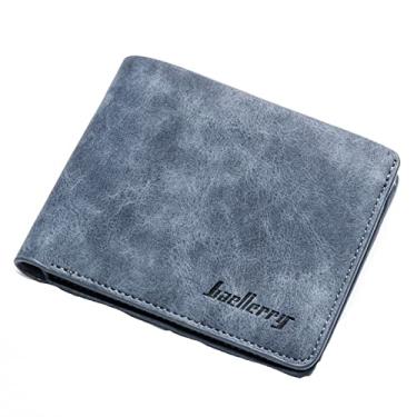 Imagem de Carteira de couro casual feminina e masculina bolsas curtas carteiras de couro bolsa de mão carteira menino (azul, tamanho único)