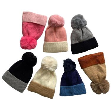 Imagem de Touca Gorro De Pompom Infantil Criança Frio Fofinha Toca-Feminino