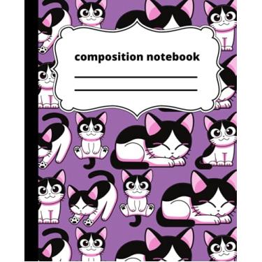 Imagem de Caderno de composição: caderno pautado amplo com gatos e gatinhos fofos | Ótima ideia de presente para adolescentes, meninas, crianças, estudantes para escola, escritório e casa